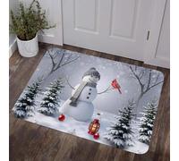 3D Christmas Snowman Xmas Tree Snowflake Birds Entrance Door Mat Decor Anti-slip Front Door Rug Welcome Mat Christmas Decorations-60x90cm