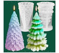 3D Christmas Tree Candle Mold, 2 Pcs Silicone Mold for Candle Making, Xmas Handmade Candle Making Mould, DIY Craft Resin Mold for Fondant Cake, Aromatherapy Candle, Chocolate, Soap, Candy