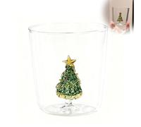 3D Christmas Tree Mug,300ml Wine Glass Cup with Christmas Trees,C hristmas Trees Inside Mug,Glitter Tree Xmas Figure Drinkin