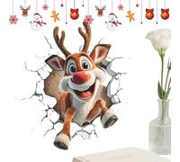 3D Christmas Wall Stickers, Peelable Santa Claus Wall Stickers, Christmas Self-Adhesive Walls Sticker with 3D Santa Breaking Through The Walls Effect, Xm-as Decal Indoor Decorations for Home Party