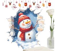 3D Christmas Wall Stickers, Peelable Santa Claus Wall Stickers, Christmas Self-Adhesive Walls Sticker with 3D Santa Breaking Through The Walls Effect, Xm-as Decal Indoor Decorations for Home Party