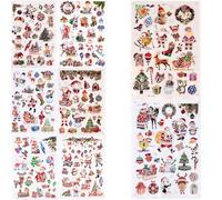 3D Christmas Window Stickers Metallic Colourful - 8 Assorted Sheets Christmas Window Decorations Clings Reusable Glass Snowflakes Sticker Christmas Scene, PVC Static Xmas Window Display Decals