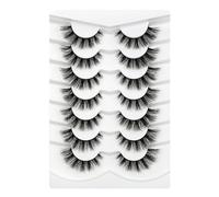 3D Clear Band False EyeLashes Soft Faux Mink Lashes Wispy Fluffy Eyelashes Natural Cat Eye Short Reusable 7 Pairs Happy Heartbeat (No.368)