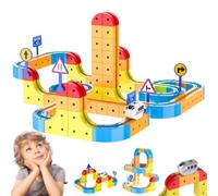 3D Clickrail Electric Train Set Flexible Race Track, Cube Track Magnetic Train Track Set, 3D Embedded Layouts Train Track Set, Gravity-Defying Motorized Car, For Kids Boys Girls