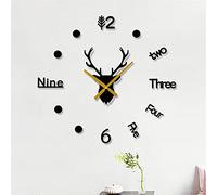 3D Clock Wall Sticker DIY Modern Large Frameless Mute Mirror Clock Sticker Decorations for Living Room Bedroom Office Home Decor Gift (Black)