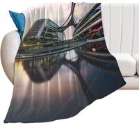 3D Coastal Cities Throw Blanket, Warm Fluffy Flannel Fleece Blanket Soft Modern City Architecture Blankets, for Bed and Sofa and Couch and Kids Adults 100x130 cm TT404