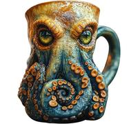 3D Coffee Cups - Mug - Wine Glasses, 3D Medieval Pirate Beer Cup, 3D Octopus Kraken Dragon Design Pirate Mug, Unique Ceramic Drinkware Coffee Mug, Men Gift(D)
