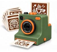 3D Coffee Printer Latte Art Stencil Maker for Drinks Desserts Black | Snap Latte Coffee Photo Printer Reusable Template for Drinks Desserts DIY Café Decor(Green)