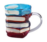 3D Colored Book Glass Cup Novelty Book Stack Coffee Mug Decorative Colorful Books Water Cup for Desktop Decoration Literature Lovers (300ml)
