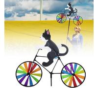 3D Colorful Cat Garden Bicycle Wind Spinner Decoration, 2024 Upgraded Cat Dog Wind Spinner Yard Art Decoration, Fun Wind Spinners Outdoor Lawn Garden Yard for Pets (Black)