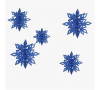 3D Colorful Snowflake Decorations Hanging Pleasant Snowflake Wreaths Holographic Christmas Tree Decorations Hanging Winter Wonderland Decorations (Blue, 6Pcs Set)