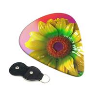 3d Colorful Sunflower 6 Pack Guitar Picks With Holder, Personalized Guitar Plectrums Non-Slip Portable Ukulele Bass Picks 0.46mm For Acoustic Guitar Lovers Gifts