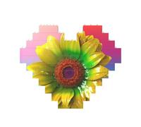 3D Colorful Sunflower Building Brick Block Puzzle Heart Shaped, Personalized Picture Puzzles Photo Jigsaw Puzzles for Adults 3D Micro Building Blocks for Home Decor Bricks Set