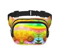 3D Colorful Sunflower Print Waist Pack Fanny Pack Belt Bag for Men Women,Waterproof Adjustable Strap 3 Pockets for Outdoor Travel