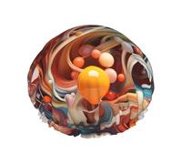 3d colorful swirls and balls Women's shower cap, waterproof, reusable, with washable elastic cord, suitable for long hair and braids, ideal for showering.