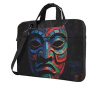 3D Colorful Tiki Mask Pattern Laptop Bag 13-15.6Inch, 360° Protective Laptop Sleeve Case Shockproof Messenger Shoulder Bag Waterproof Computer Case Carrying Cover Briefcases for Men Women