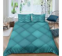 3D Com4table Microfibre modern geometric pattern Comforter Cover Easy Care Bedding Set w/ Pillowcases teal diamond Bedding Quilt Cover All Season Soft Washable Boys Girls Kids Super king（260x220cm）