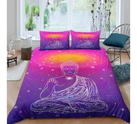 3D Comfortable Microfiber Buddha meditation Bed Quilt Cover All Season Bedding Set with Pillow Shams spiritual cosmic art Duvet Cover Set Easy Care for Bedroom Decor Single（135x200cm）