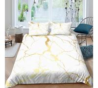 3D Comfortable Microfiber GoldenVeins Bed Quilt Cover All Season Bedding Set with Pillow Shams ModernLuxuryStyle Duvet Cover Sets Easy Care Machine Washable for Bedroom Decoration Double（200x200cm）