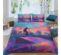 3D Comfortable Microfiber scooter rider action Bed Quilt Cover All Season Bedding Set with Pillow Shams urban skateboarding Duvet Cover Set Easy Care, Washable for Bedroom Decor Single（135x200cm）