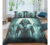 3D Comfortable Microfibre Ancient pharaoh statues Duvet Cover Set Breathable Bedding Set with Pillow Shams Egyptian royal Duvet Cover All Season Easy Care, Washable for Home Decor King（220x240cm）