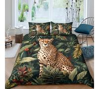 3D Comfortable Microfibre Cheetah in jungle Bed Quilt Cover All Season Bedding Set with Pillowcases Wild animal Art_ Duvet Cover All Season Breathable Machine Washable for Home Decor King（220x240cm）