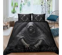 3D Comfortable Microfibre grim reaper Comforter Cover Easy Care Bedding Set with Pillowcases dark fantasy art Bedding Quilt Cover All Season Soft for Boys Girls Kids Double（200x200cm）