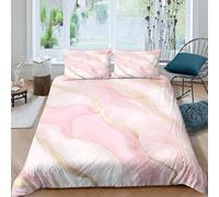 3D Comfortable Microfibre Pink marble swirl Bedding Quilt Cover Easy Care Bedding Set with Pillow Shams Modern luxury design Comforter Cover All Season Washable for Bedroom Decor Double（200x200cm）