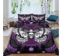 3D Comfortable Microfibre Purple butterfly Bedding Quilt Cover Easy Care Bedding Set with Pillow Shams mystical tattoo design Comforter Cover All Season Washable for Bedroom Decor Double（200x200cm）