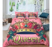 3D Comfortable Microfibre Royal crown art Bedding Quilt Cover All Season Bedding Set with Pillow Cases Vintage floral queen Duvet Cover Set All Season Washable for Men Women Kids King（220x240cm）