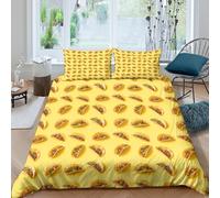 3D Comfortable Microfibre taco pattern Comforter Cover All Season Bedding Set w/ Pillow Cases food design style Duvet Cover Set Easy Care Breathable Washable for Bedroom Decor Single（140x200cm）