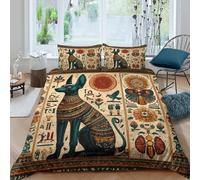 3D Comfy Microfiber Ancient Egypt Duvet Cover All Season Bedding Set with Pillow Cases Symbolic Art Style Comforter Cover Breathable Easy Care Machine Washable for Bedroom Decor Super king（260x220cm）
