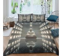 3D Comfy Microfiber Buddha statue Duvet Cover All Season Bedding Sets with Pillowcases minimalist interior design Quilt Cover Set Breathable Easy Care, Washable for Bedroom Decor Single（135x200cm）