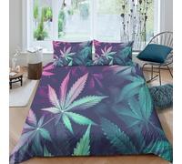 3D Comfy Microfiber CannabisLeafArt Duvet Cover All Season Bedding Sets with Pillowcases VibrantStylizedDesign Quilt Cover Set Breathable Easy Care, Washable for Bedroom Decor Super king（260x220cm）