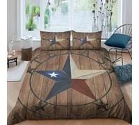 3D Comfy Microfiber Texas star decor Quilt Cover Set Skin-Friendly Bedding Set w/ Pillowcase Rustic wall Style Bedding Quilt Cover All Season Easy Care, Washable for Kids Boys Girls Single（135x200cm）