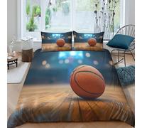3D Comfy Microfibre Basketball Court Bedding Quilt Cover All Season Bedding Set with Pillow Cases Sports Arena Quilt Cover Sets All Season Soft Machine Washable for Boys Girls Kids Double（200x200cm）