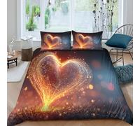 3D Comfy Microfibre Heart glow effect Bedding Quilt Cover All Season Bedding Set with Pillow Cases Fantasy sparkles style Quilt Cover Set All Season Soft Washable for Boys Girls Kids King（220x240cm）