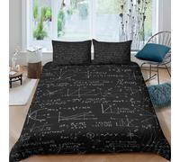 3D Comfy Microfibre Math formulas Comforter Cover Breathable Bedding Set with Pillowcases academic chalkboard style Quilt Cover Sets All Season Machine Washable for Men Women Kids Double（200x200cm）