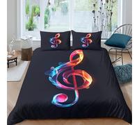 3D Comfy Microfibre Musical note Comforter Cover Breathable Bedding Set with Pillowcases Abstract colorful design Quilt Cover Sets All Season Machine Washable for Men Women Kids Single（140x200cm）
