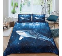 3D Comfy Microfibre Whale shark underwater Bedding Quilt Cover All Season Bedding Set with Pillow Cases marine Style Quilt Cover Set All Season Soft Washable for Boys Girls Kids King（220x240cm）