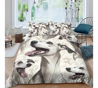 3D Comfy Microfibre Whippet dog faces Bedding Quilt Cover All Season Bedding Set w/ Pillow Cases artistic cartoon style Quilt Cover Set All Season Soft Washable Boys Girls Kids Super king（260x220cm）