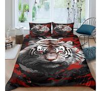 3D Comfy Microfibre wild-tiger-art Comforter Cover Breathable Bedding Set with Pillowcases digital-dynamic-style Quilt Cover Sets All Season Machine Washable for Men Women Kids Single（140x200cm）