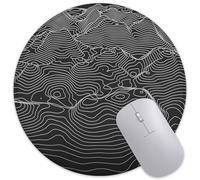3D Contour Topographic Map Mouse Pad Round Mouse Mat, Non-Slip Rubber Base Mousepad with Stitched Edge for Wireless Computer Laptop Office Desk Accessories