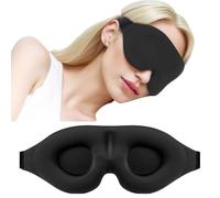 3D Contoured Sleep Eye Mask for Women & Men - Black Light Blocking Blindfold, Soft Adjustable Night Blindfold for Travel, Nap, Night Shift, Airplane, Zero Pressure on Eyes