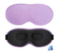 3D Contoured Sleep Mask, 100% Light Blocking Eye Mask for Sleeping, No Pressure on Eyes, Breathable & Soft Eye Cover with Adjustable Strap, Includes Earplugs for Side Sleepers, Travel, Nap (Purple)