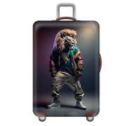 3D Cool Geometric Lines Cyberpunk Theme Fashion Suitcase Cover,Elastic Travel Suitcase Covers Protectors,Washable Dustproof Luggage Covers for Suitcases Fit 18-32 Inch (Animals,L(25-28inch))