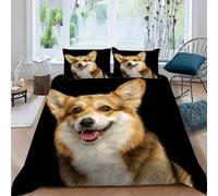 3D Corgi Bedding Set Cute Pets Duvet Cover Soft Brushed Microfiber Quilt Cover with Zipeer Closure and 2xPillowcases 50x75cm for Teens Adults (Double 200x200cm) d.1126