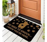 3D Corgi Welcome Mat - No need to knock we know you're here design, machine washable polyester, for front porch, home-40x60cm