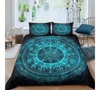 3D Cosy Microfiber mystic circle Quilt Cover Machine Washable Bedding Set with Pillow Cases digital fantasy design Duvet Cover Sets Easy Care Breathable All Season for Bedroom Decor King（220x240cm）
