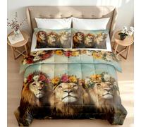 3d Coverless Duvet Super King Size 7.5 Tog Reversible Lion African Savanna
